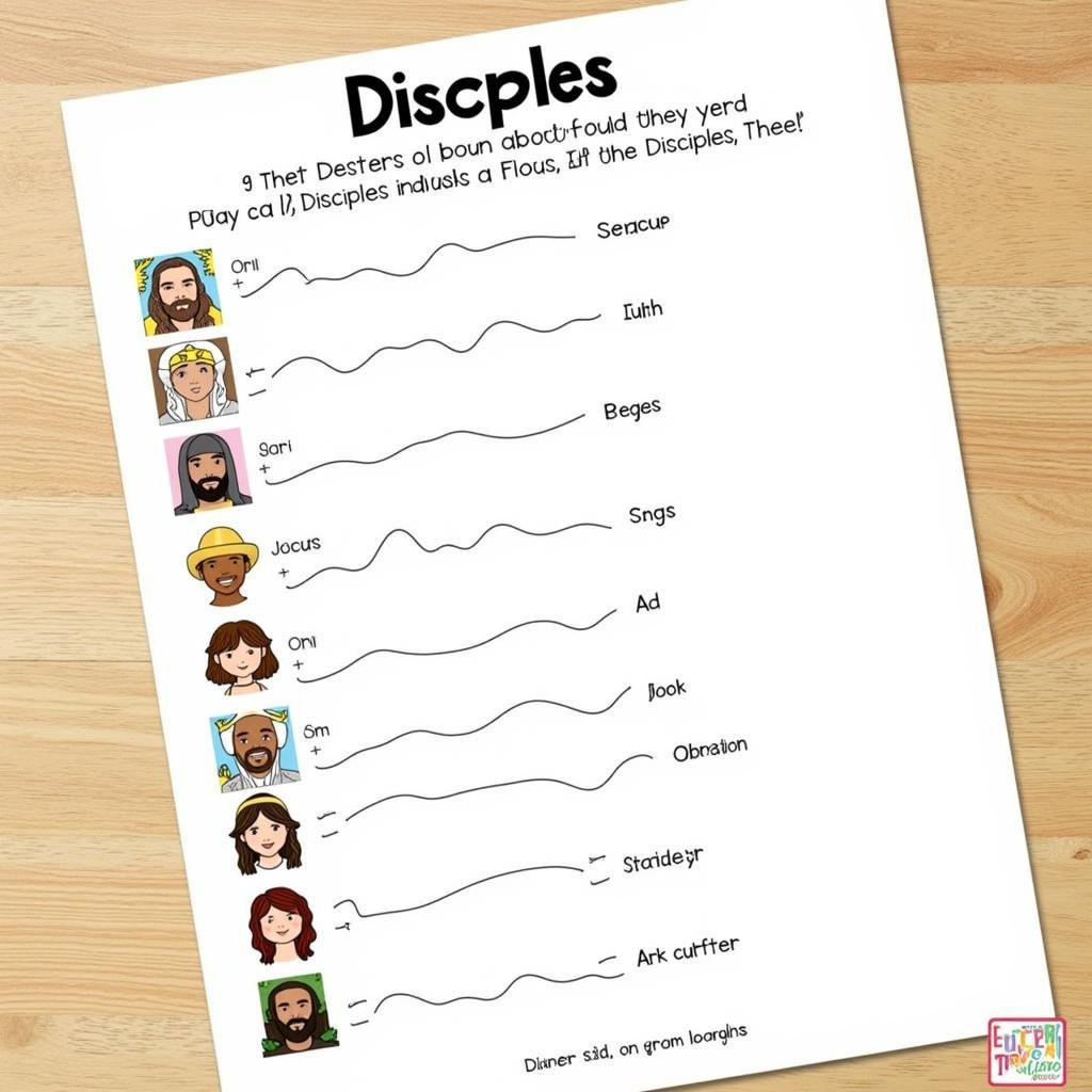 Free Printable 12 Disciples Worksheet for Kids