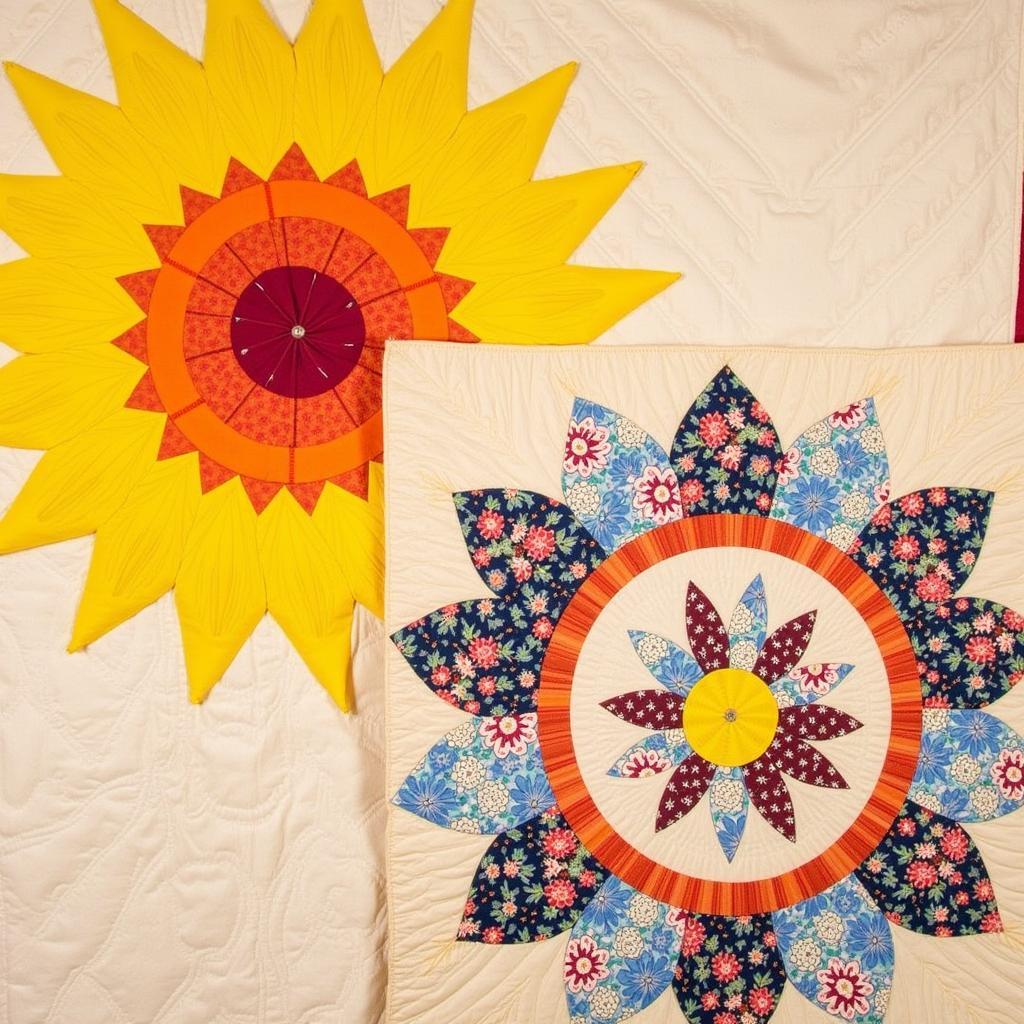 1920s quilt patterns with sunburst and dresden plate designs