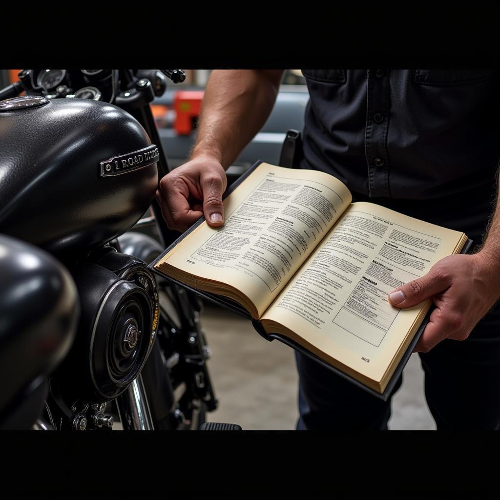 2024 Road Glide service manual open on a workbench