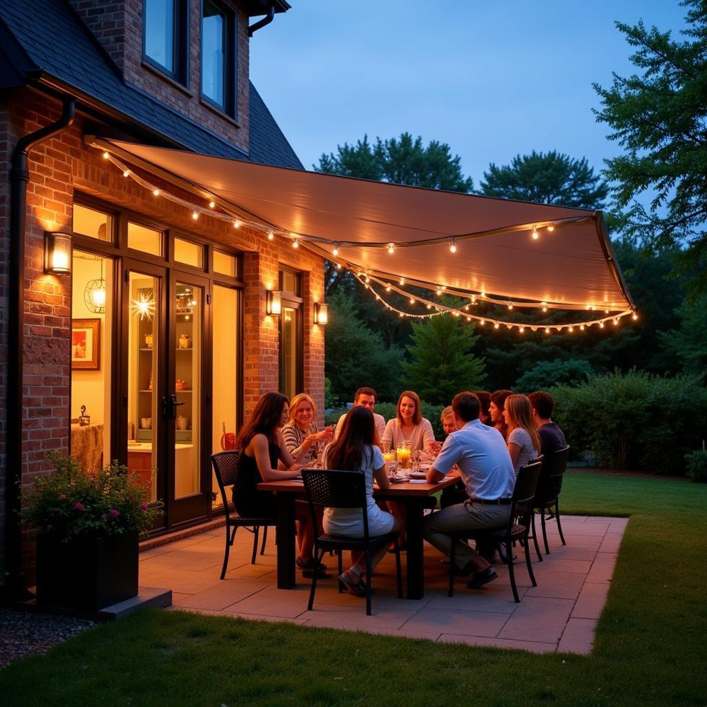 Garden Party Under a 270 Free-Standing Awning