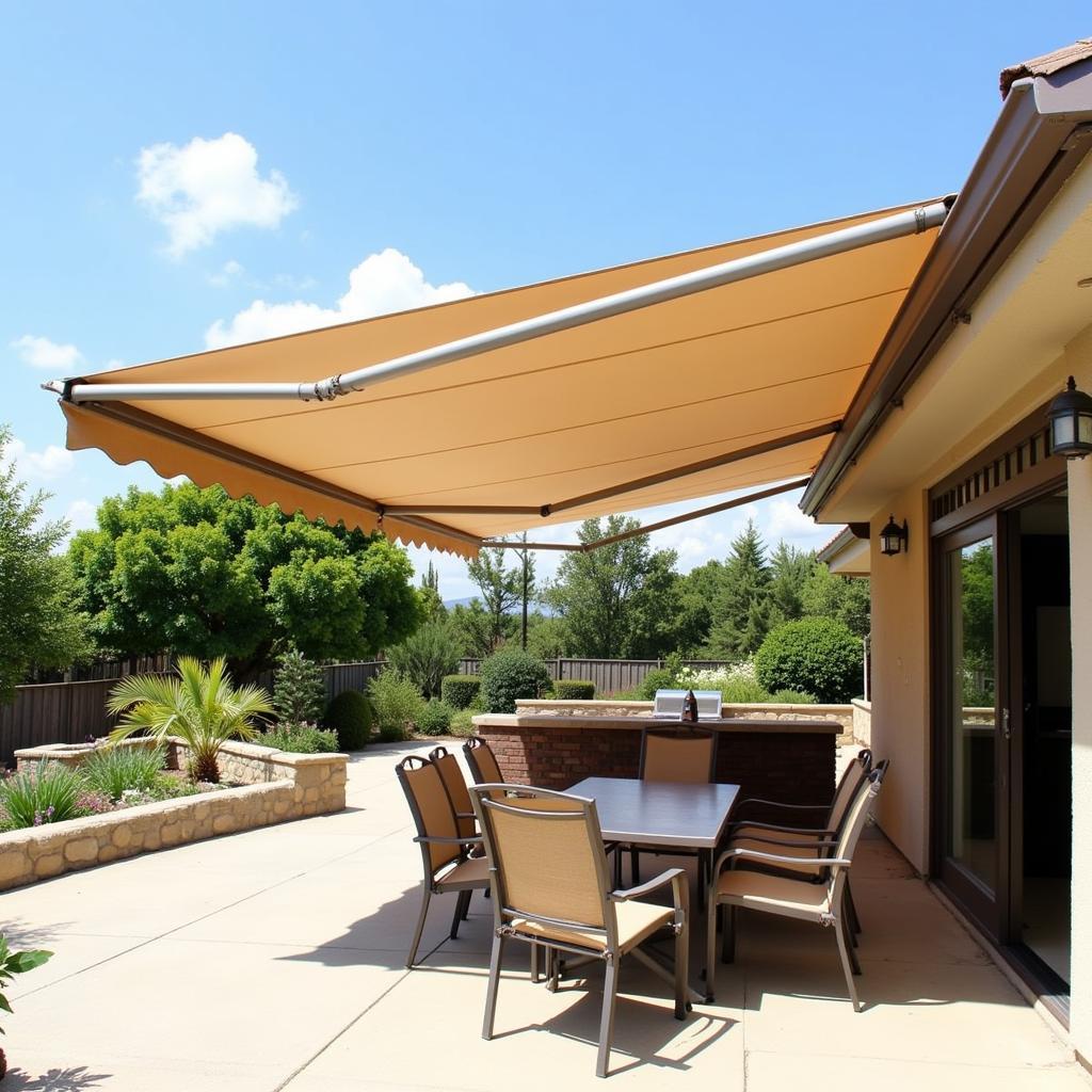 Patio with a 270 Free-Standing Awning