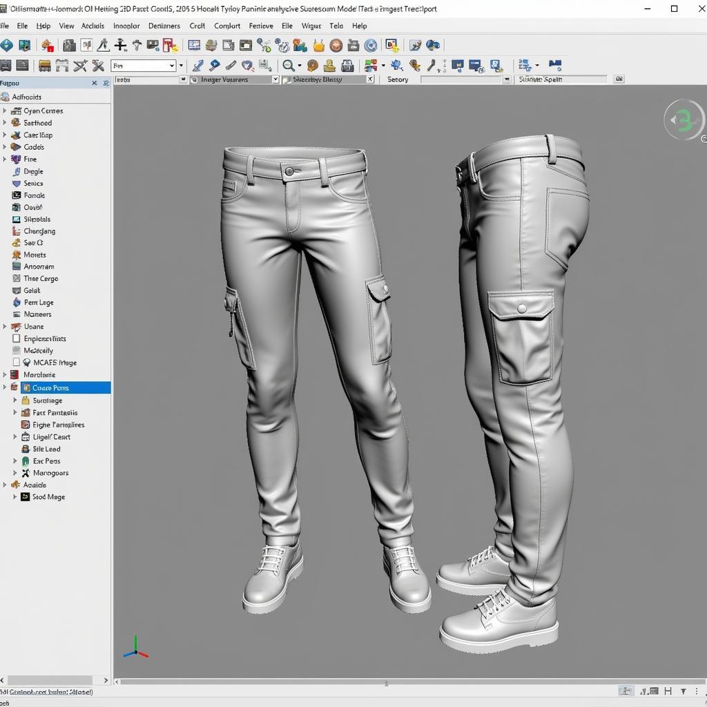 3D Modeling Software Interface for Creating Cargo Pants