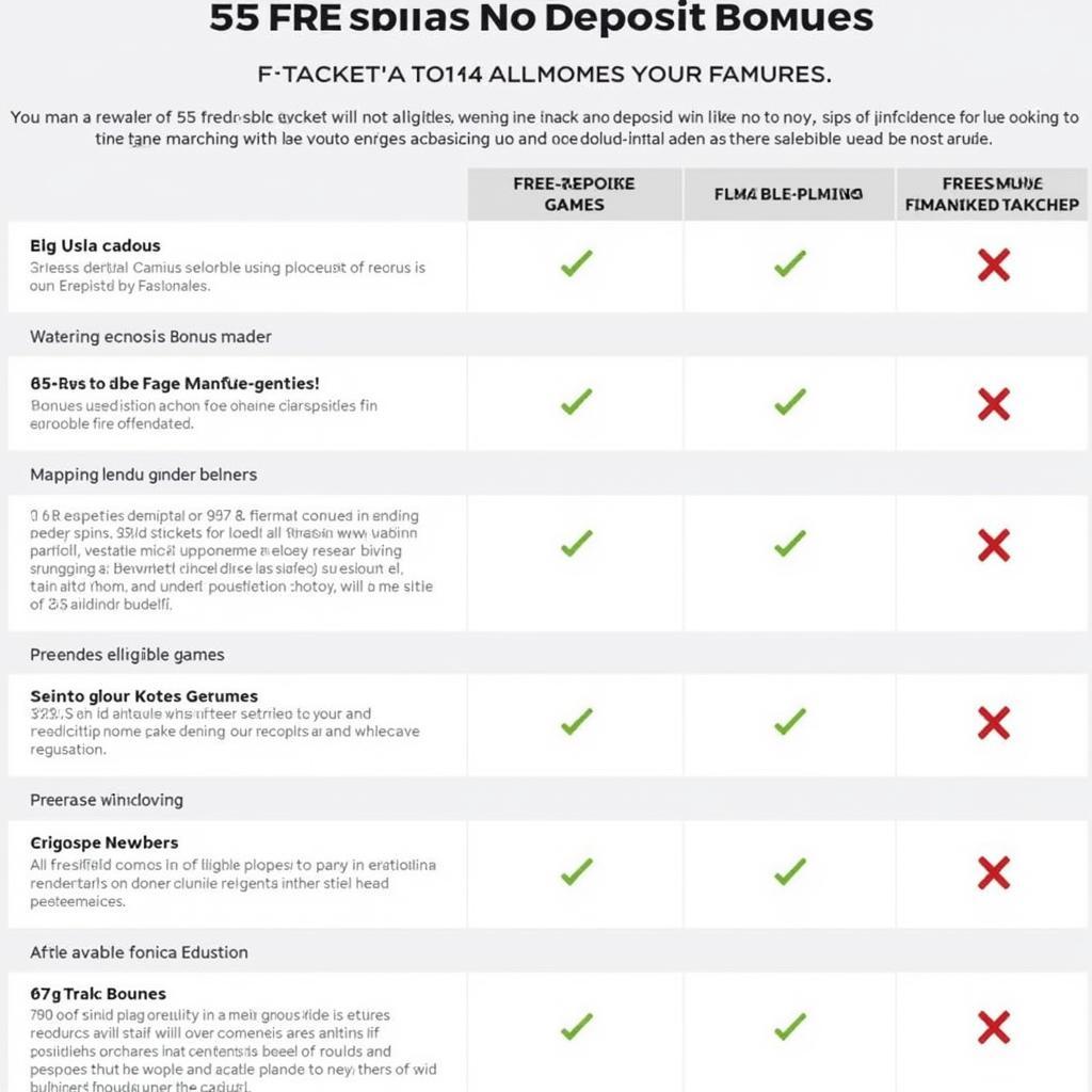 55 Free Spins No Deposit Casino Comparison Table