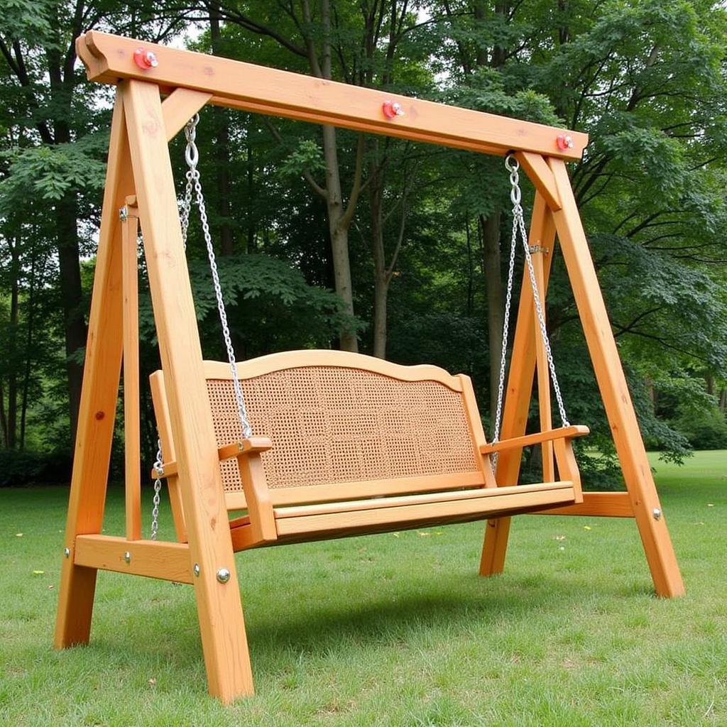 A-frame porch swing frame with lattice design