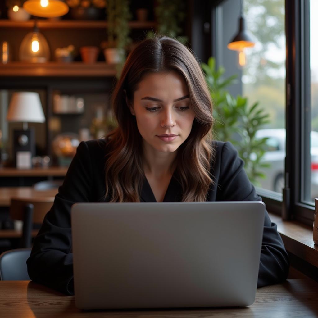 Woman on laptop researching free resources