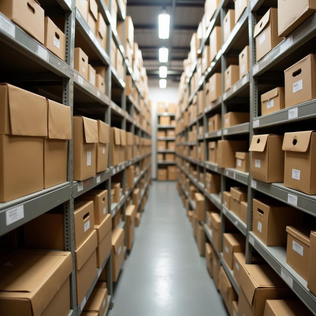 Acid Free Paper Boxes Stacked in Archival Storage