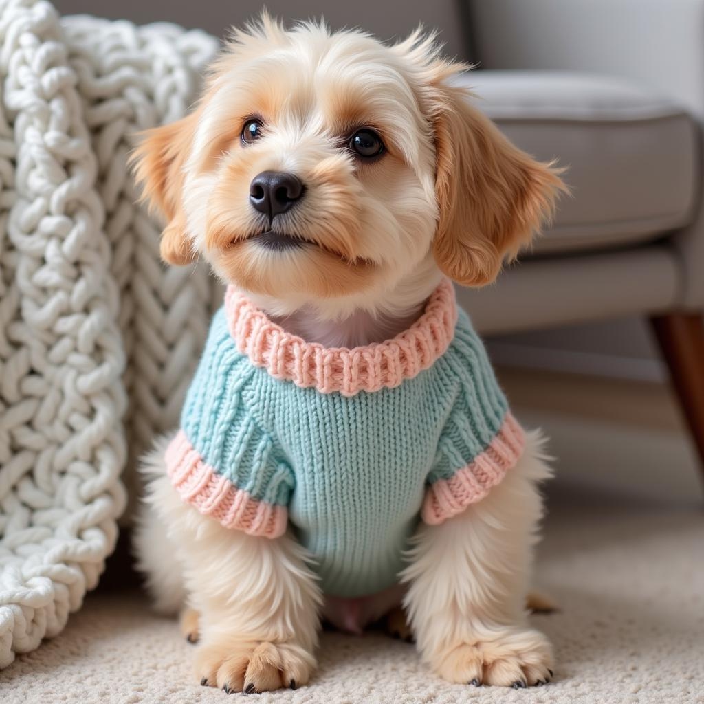 Puppy in a Knitted Sweater