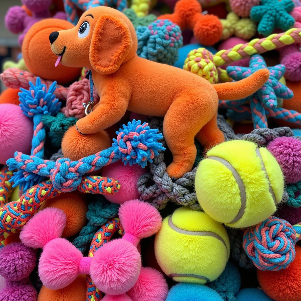 Dog toys piled up