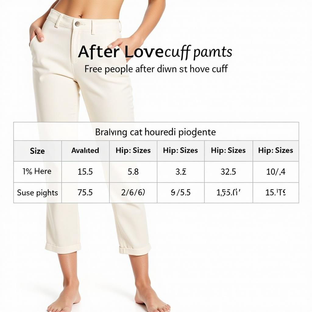 Size chart for Free People After Love Cuff Pants