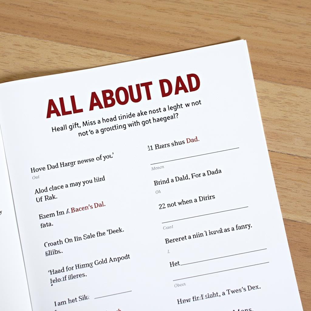 Heartfelt All About Dad Questionnaires