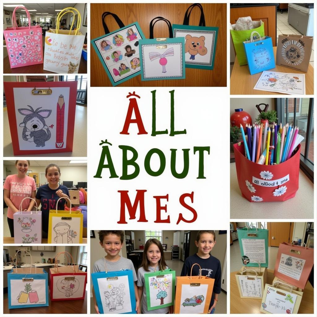 Kids decorating their all about me bags