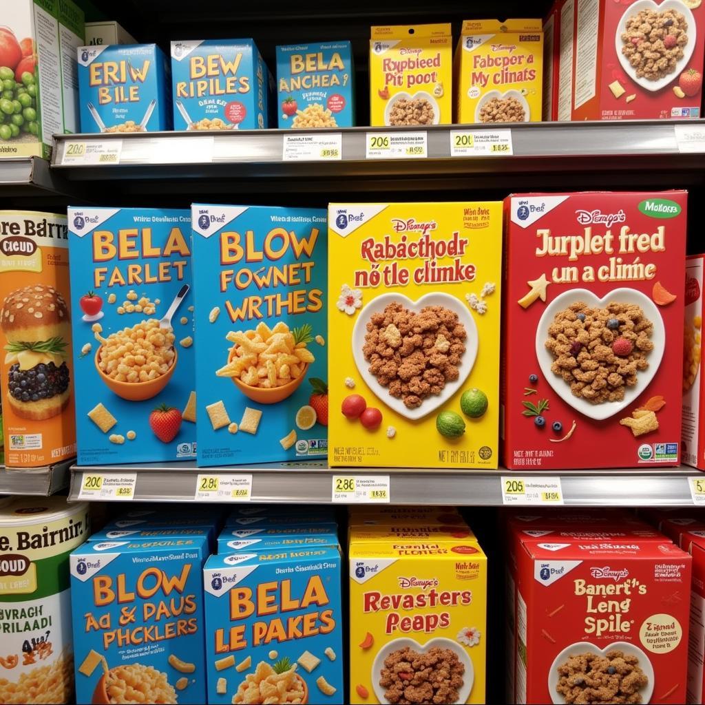 Various allergen-free cereal boxes on a supermarket shelf