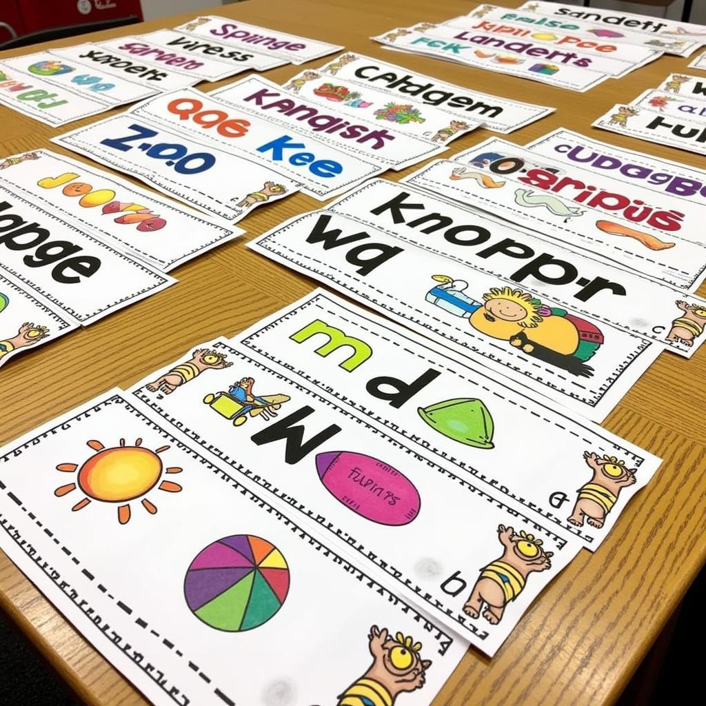 Colorful Alphabet Strips on Desks