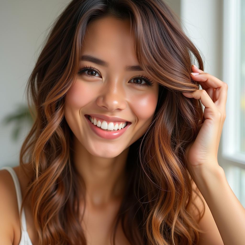 Woman smiling with healthy hair