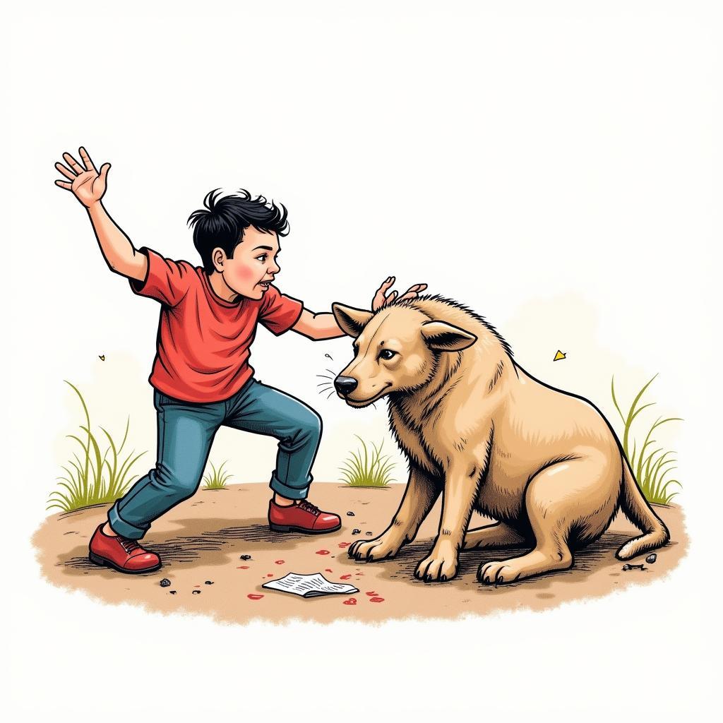 Illustration depicting animal cruelty