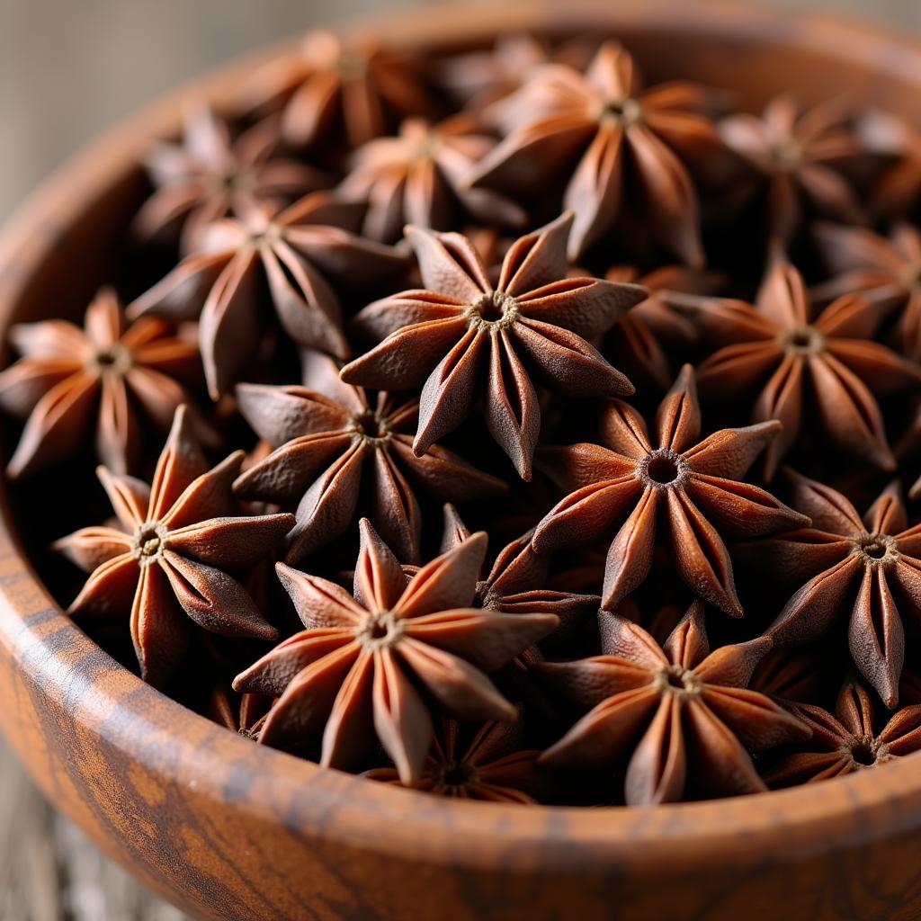 Anise Seeds in a Wooden Bowl