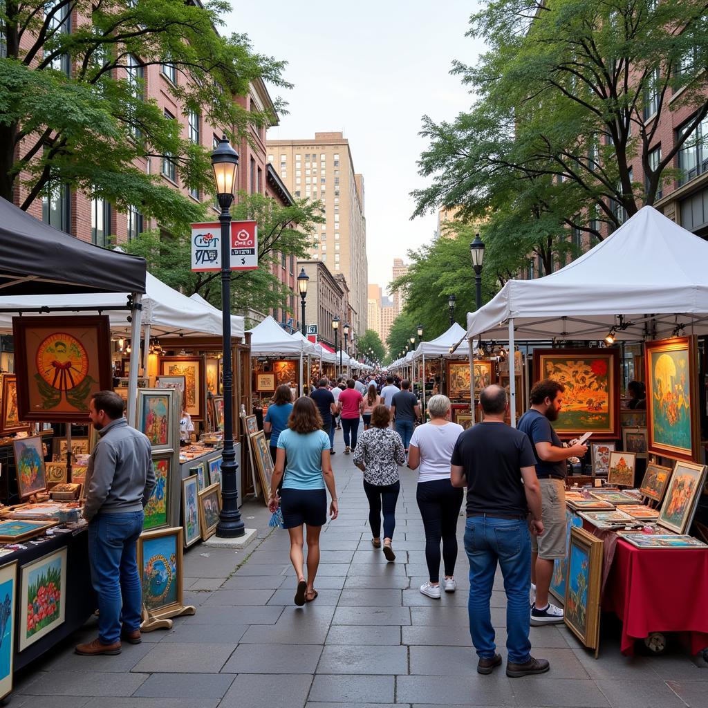 Ann Arbor Art Fair with artists showcasing their work