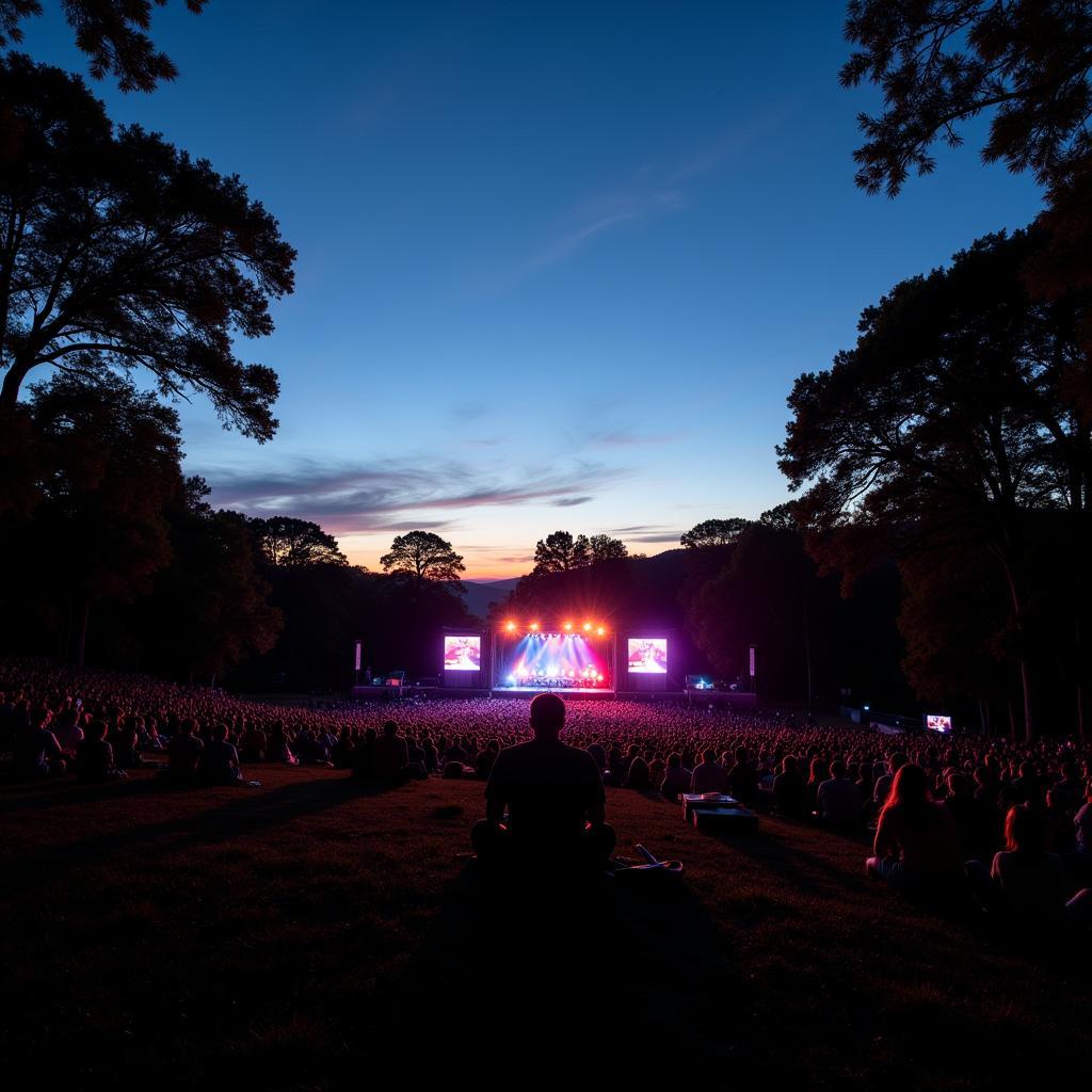 People enjoying a free outdoor concert in Ann Arbor