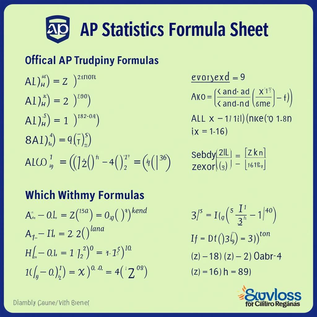 AP Statistics Formula Sheet