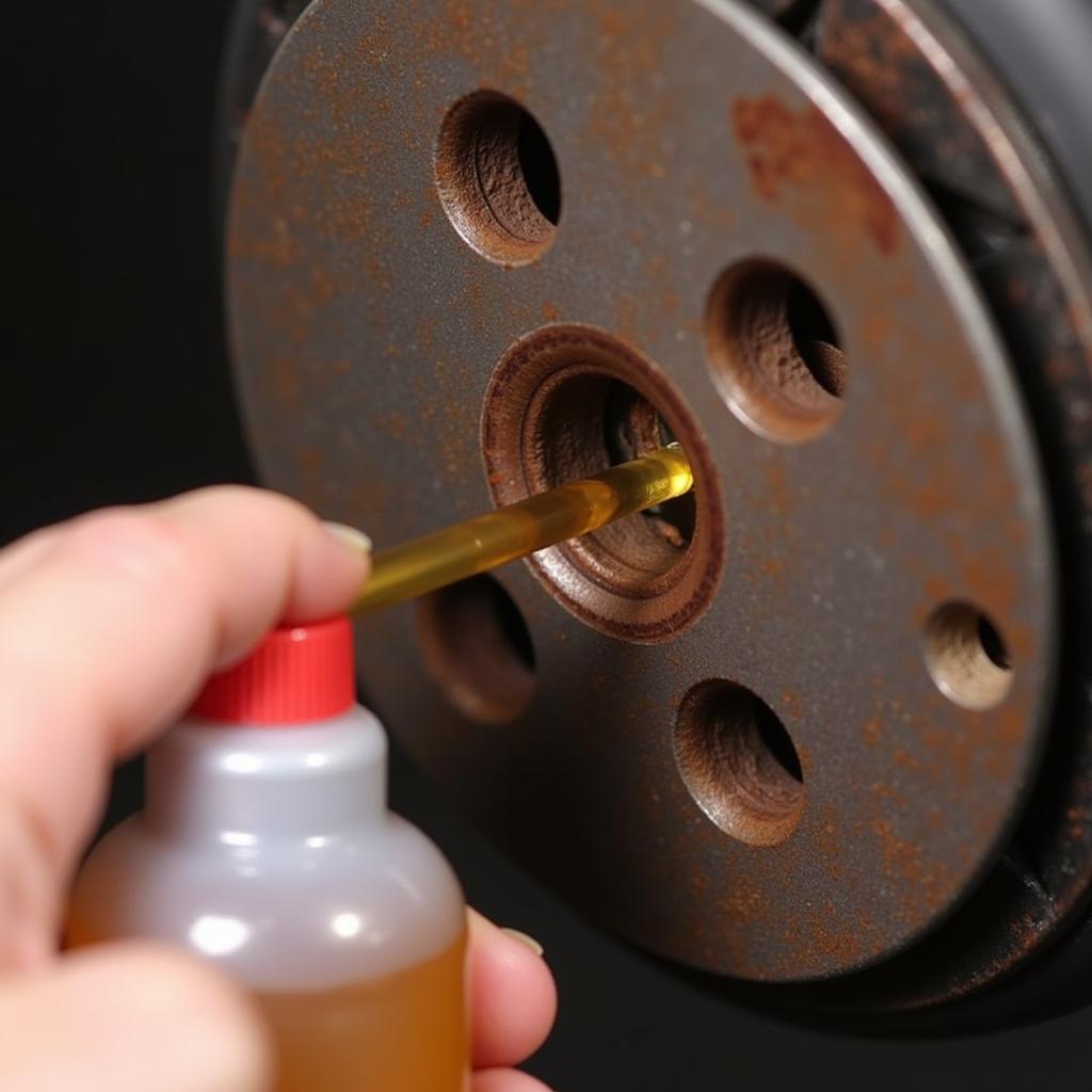 Applying Penetrating Oil to Rusted Bolt