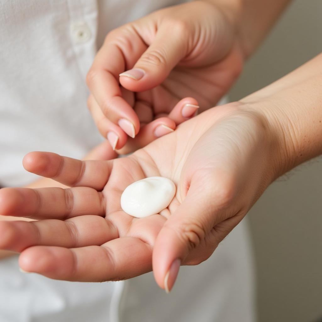 Applying Petroleum-Free Hand Cream for Soft Hands