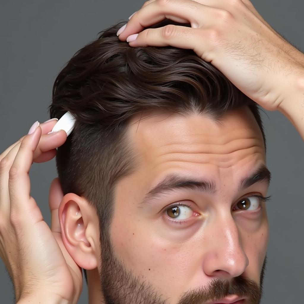 Man Applying Scent-Free Pomade to Hair