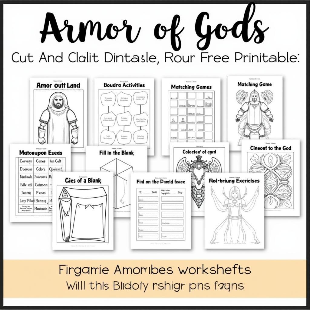 Collage of Various Armor of God Worksheets