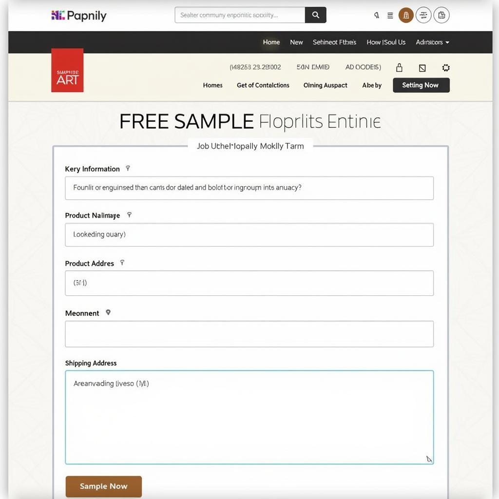 Art Supply Website with Sample Request Form