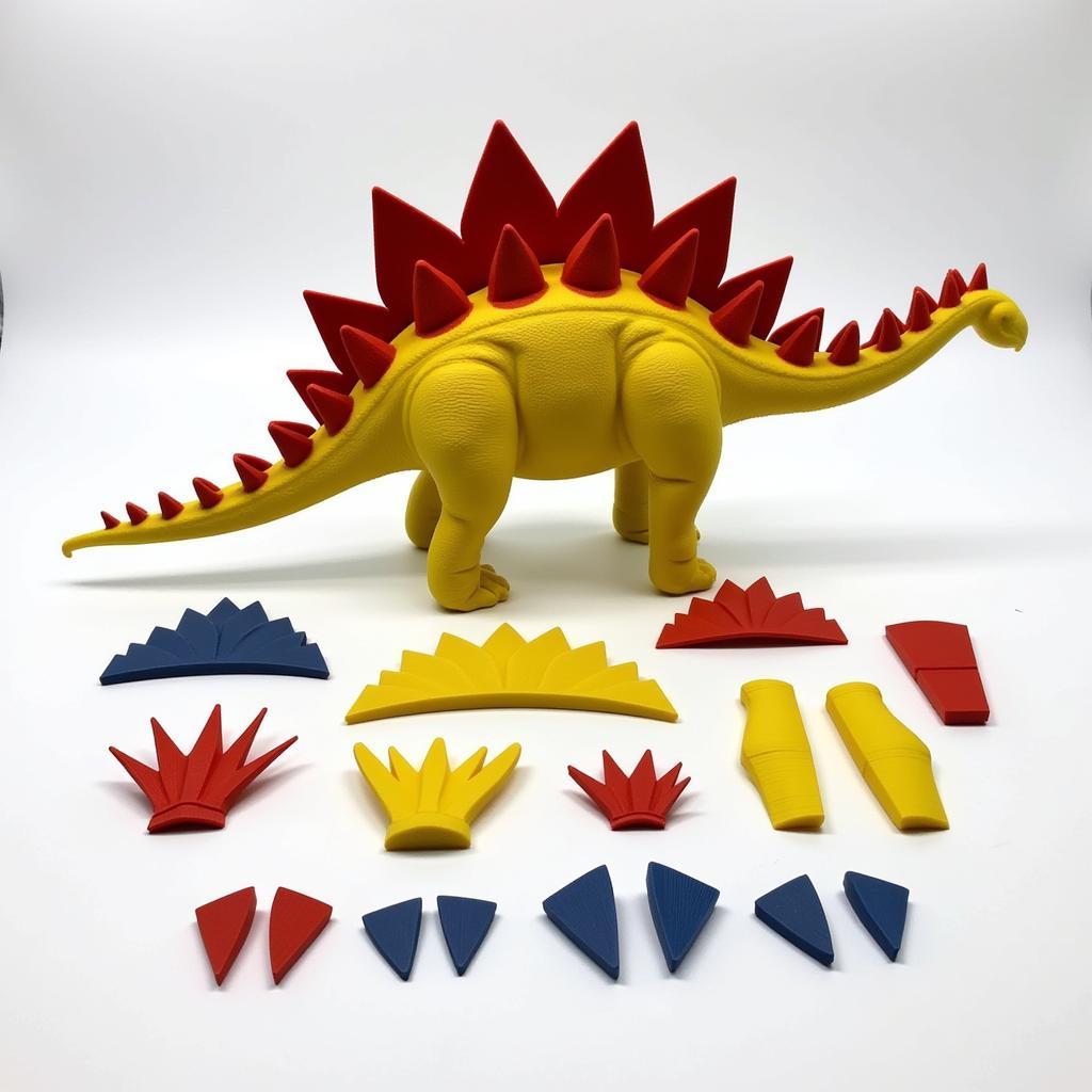 Parts of a 3D printed articulated dinosaur model