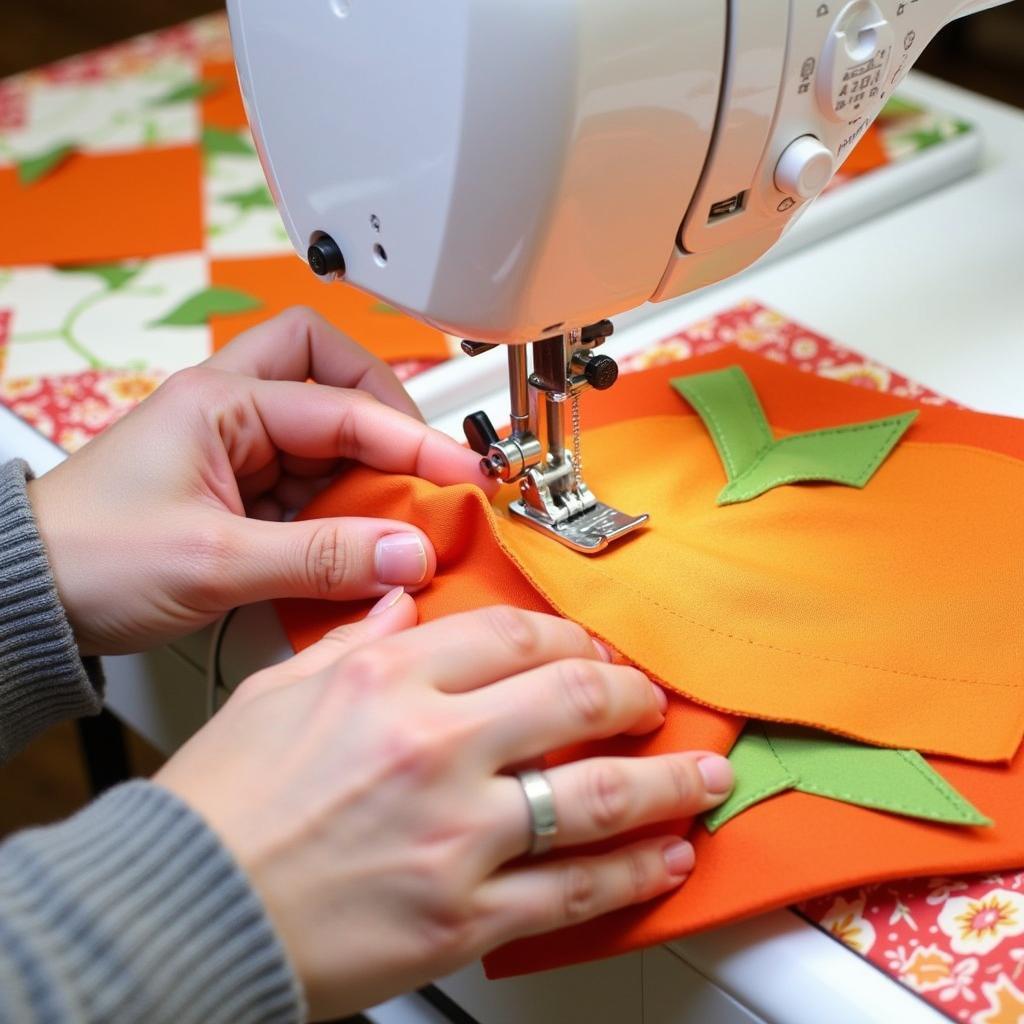 Assembling Pumpkin Quilt Blocks