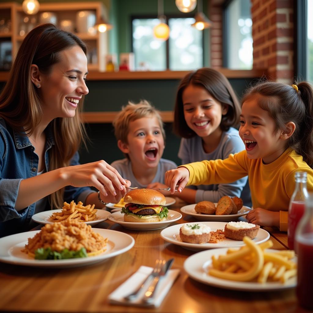 Family enjoying a meal at an Atlanta restaurant