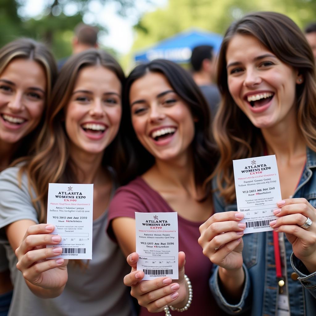 Women holding free tickets to the Atlanta Women's Expo