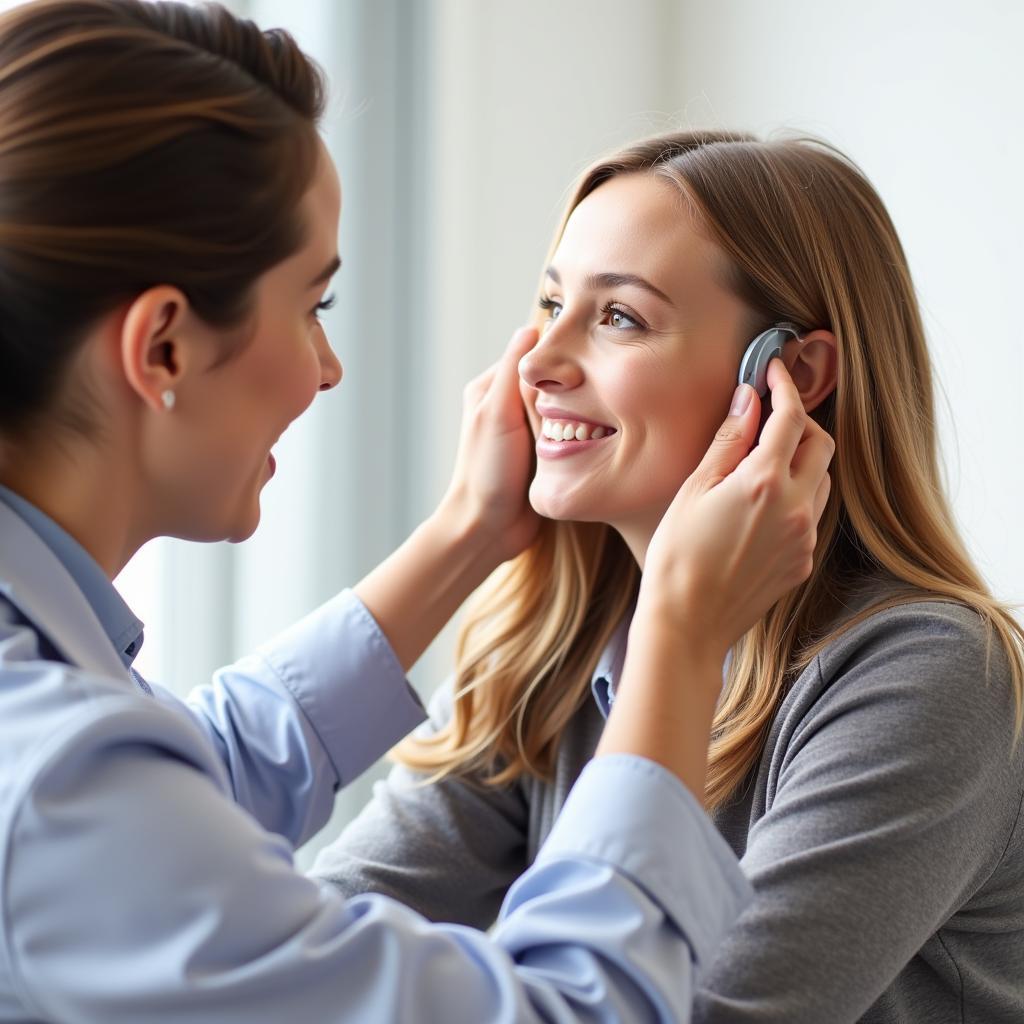 Hearing aid fitting with an audiologist