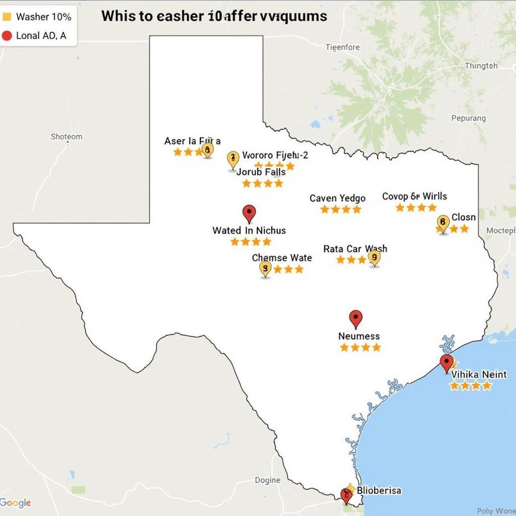 Map of Austin car washes with free vacuums