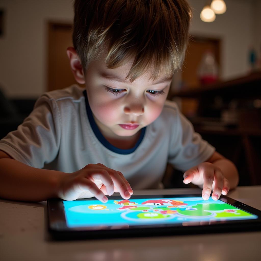 Child with Autism Playing Online Educational Game