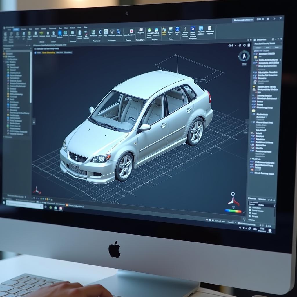 Auto Sear 3D Model on Computer Screen