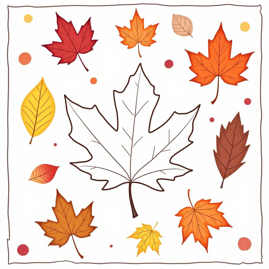 Colorful Autumn Leaves Coloring Worksheet