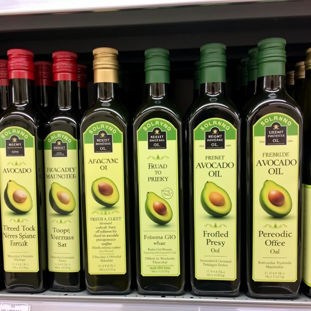 Bottles of Avocado Oil on a Shelf