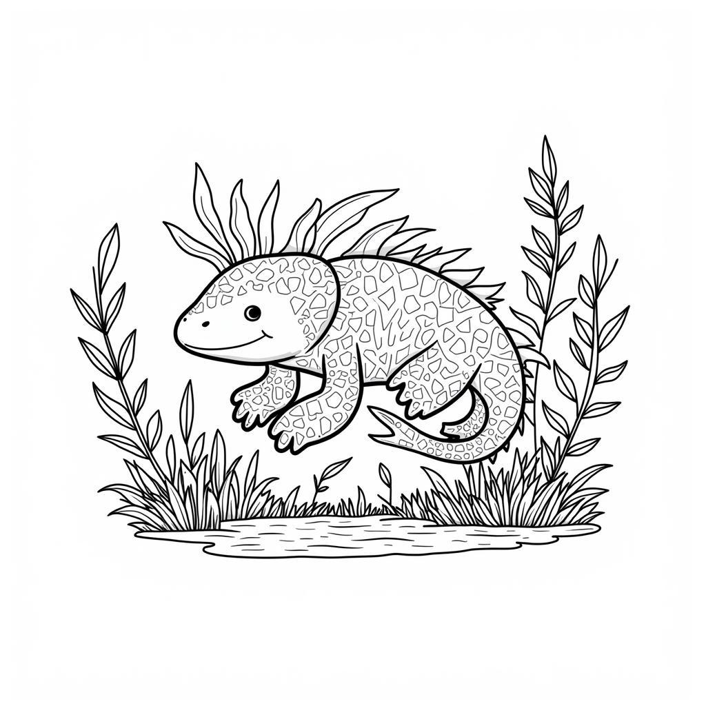 Axolotl Coloring Page for Adults