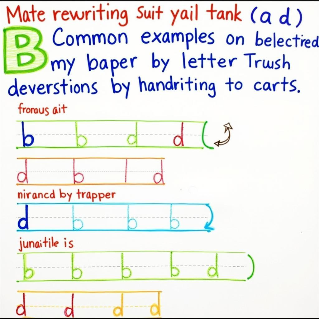 Examples of b and d letter reversals