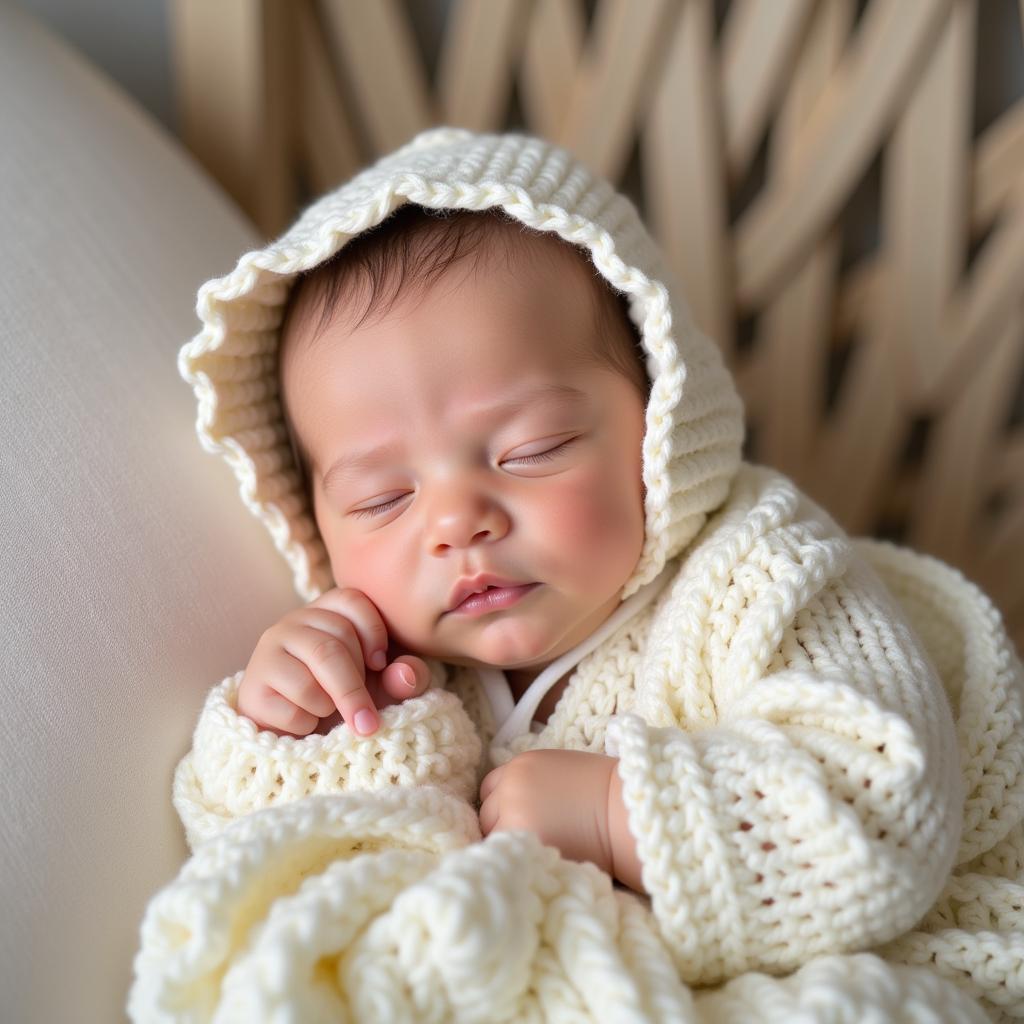 Baby Wearing Crocheted Christening Gown