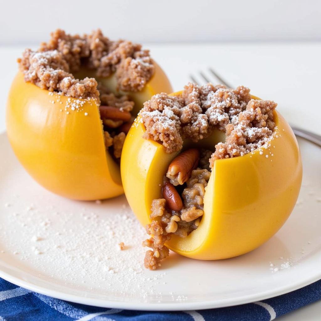 Warm Baked Apples with Cinnamon Pecan Crumble