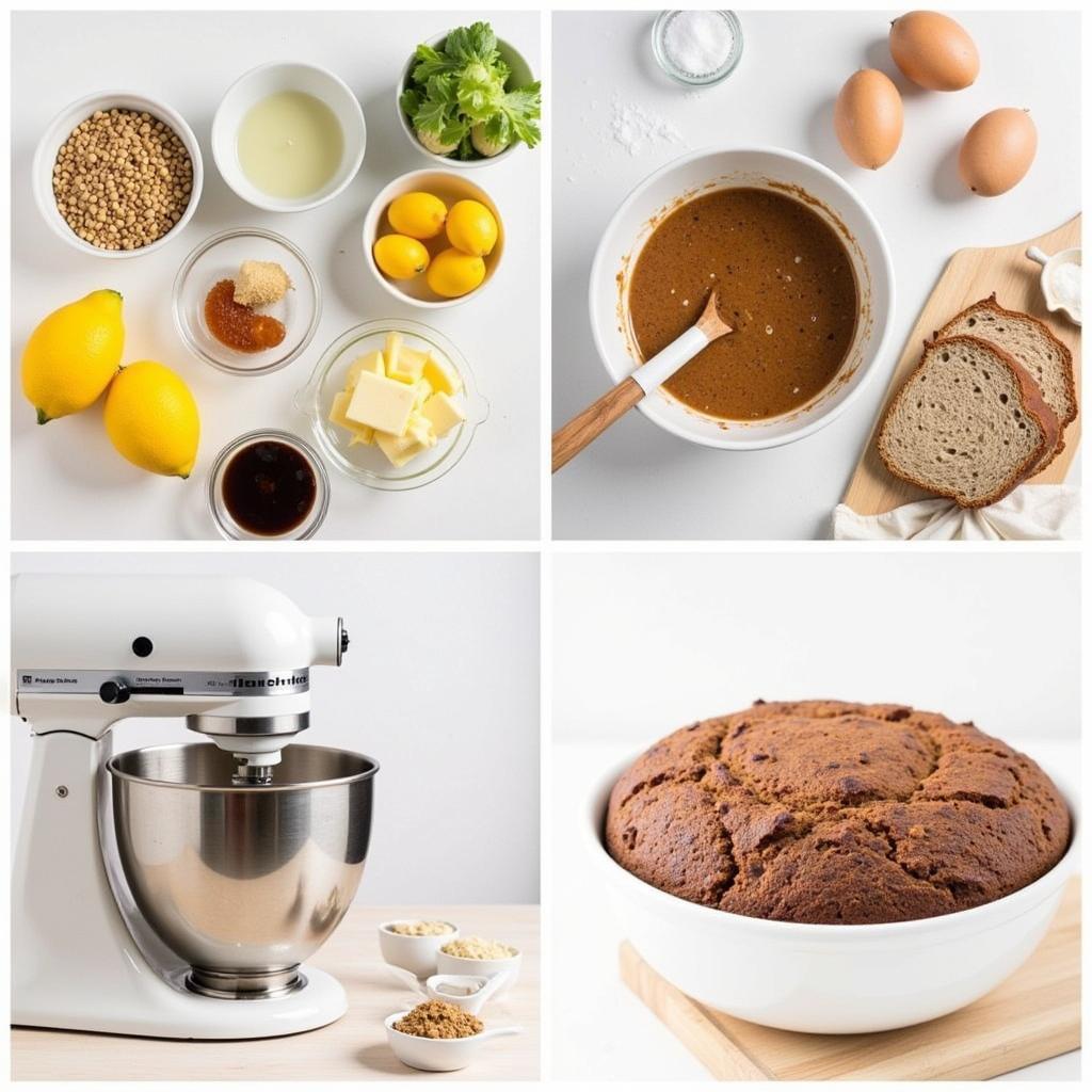 A person baking organic grain-free bread in their kitchen using a stand mixer.