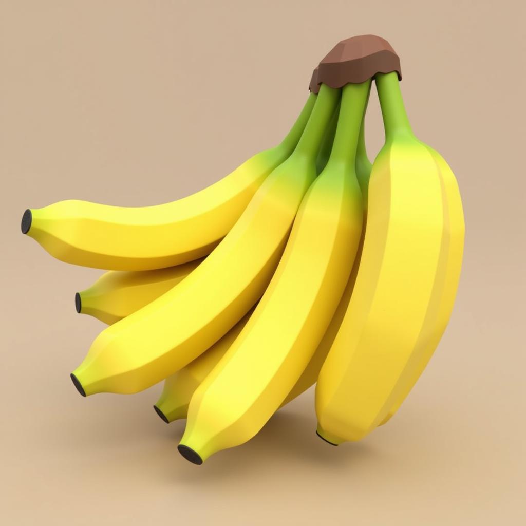 Low-polygon 3D model of a bunch of bananas for game development