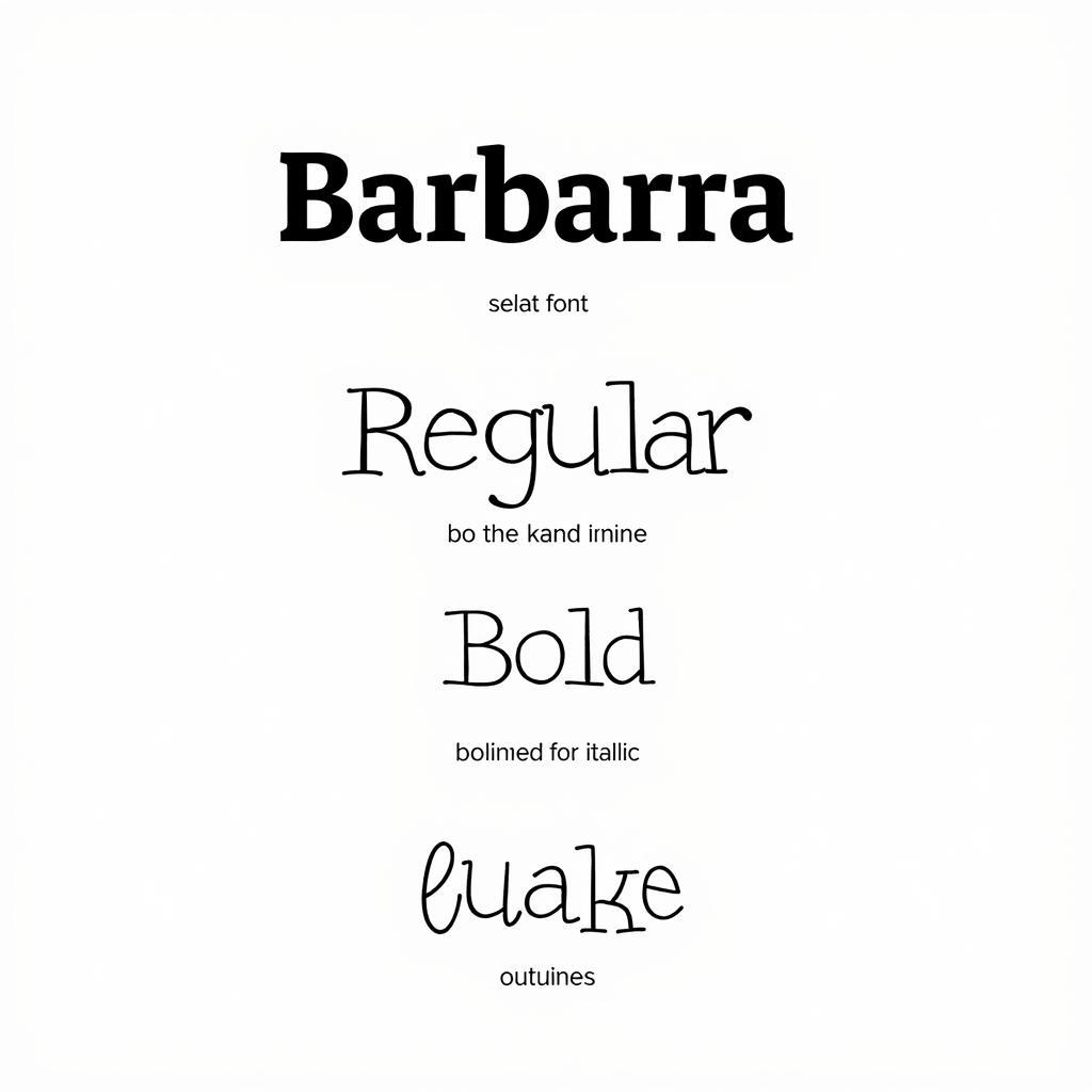 Examples of Barbara Font in Different Weights and Styles