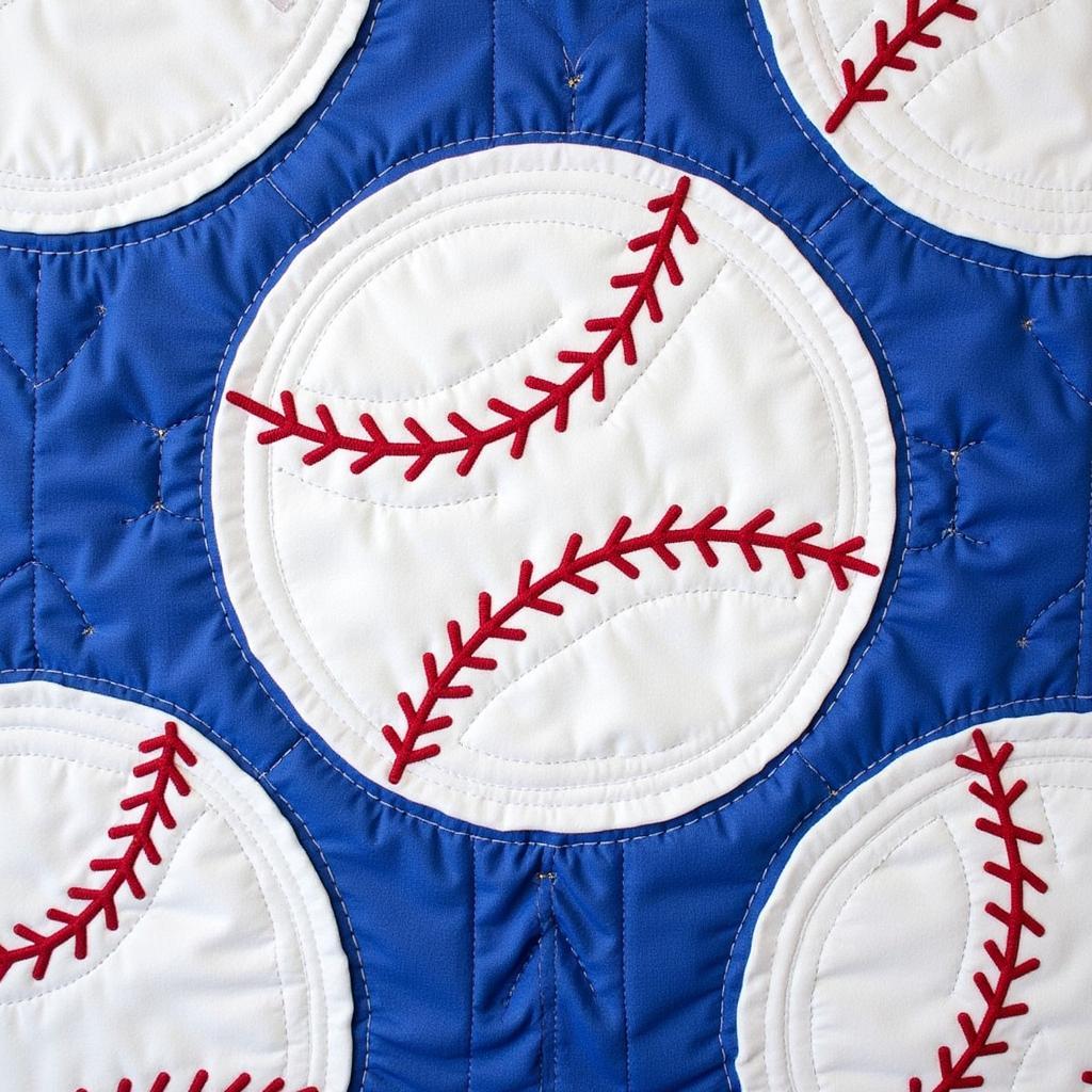 Red and Blue Baseball Applique Quilt