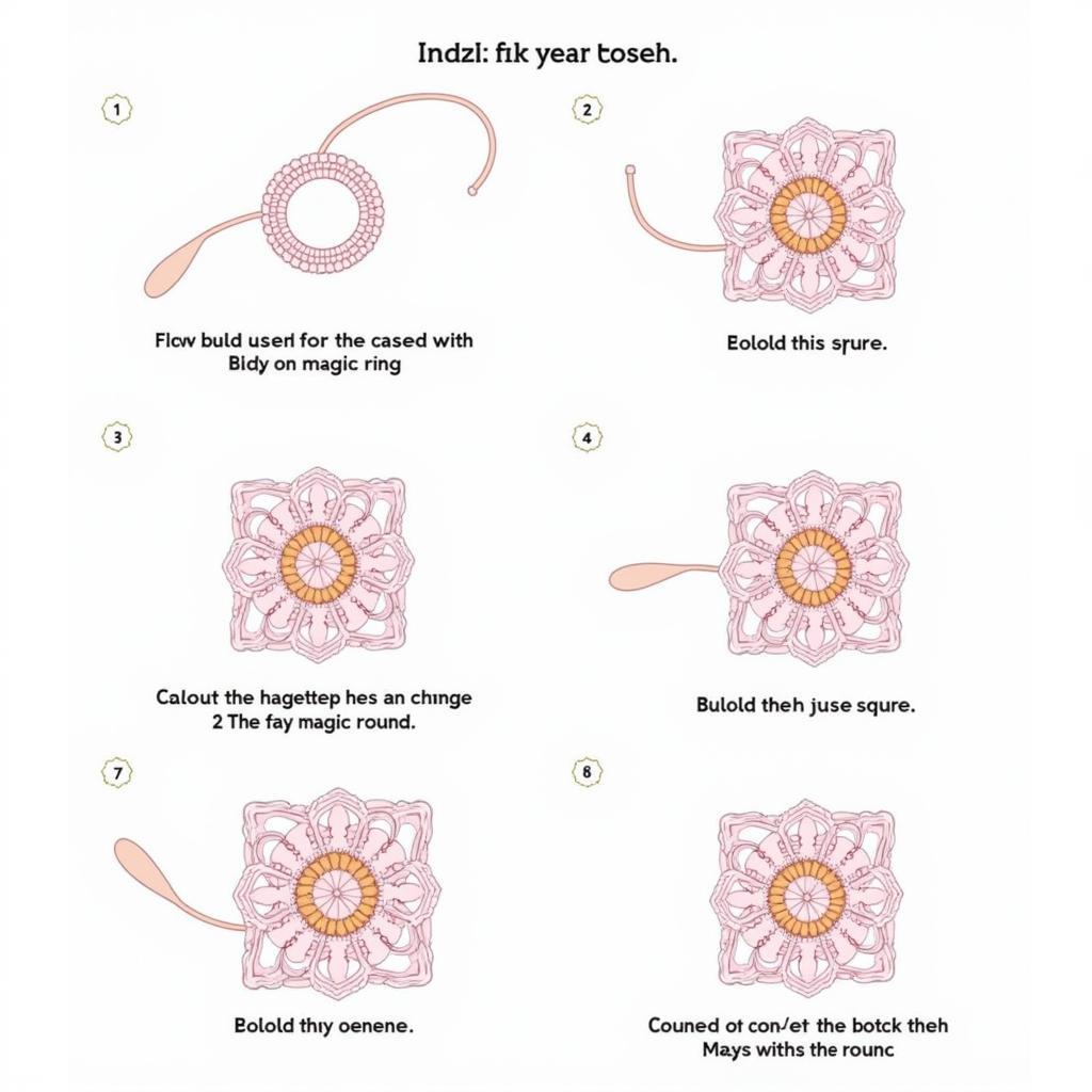 Step-by-step illustration of basic granny square stitch