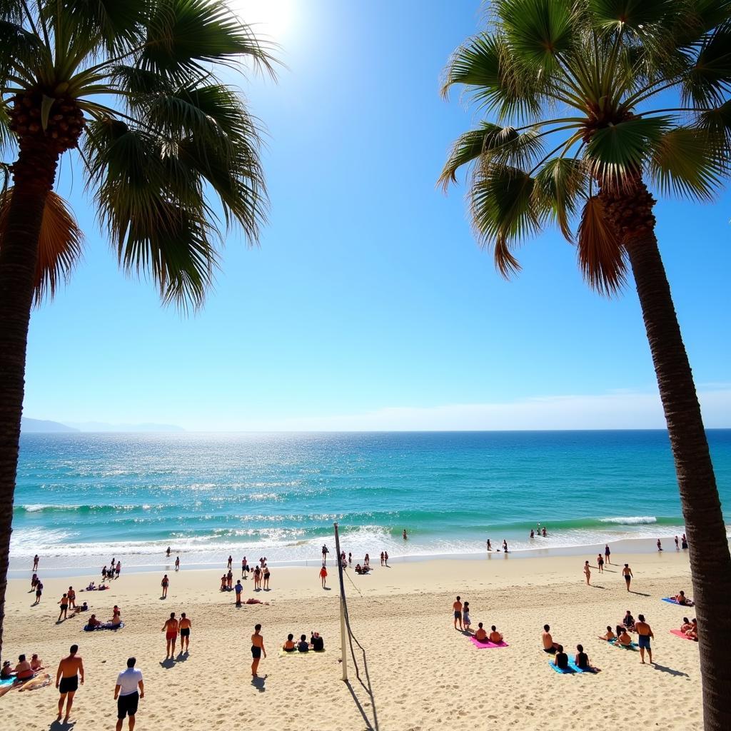 Beach Goers Enjoying the Sun and Sand in Orange County