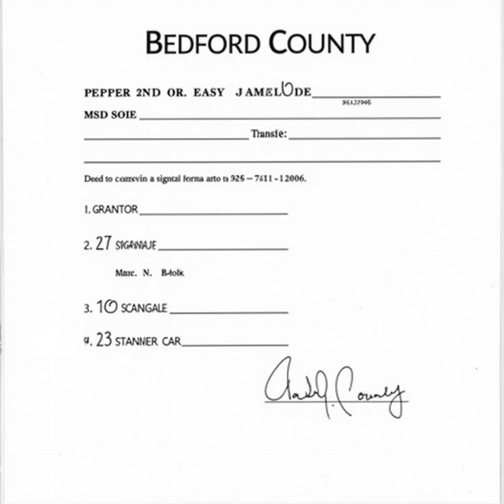 Example of Bedford County Deed Transfer