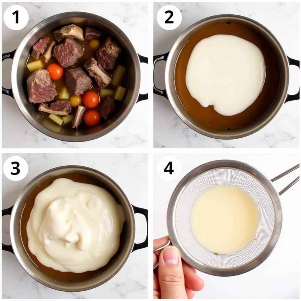 The clarification process for beef consommé